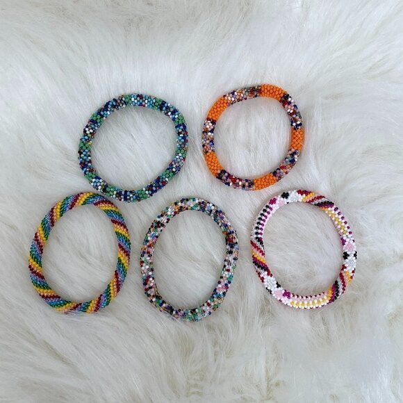 HAND CRAFTED in Nepal Beaded Bracelets (set of 5) #1011 - Picture 4 of 8